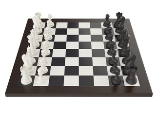 3d illustration of chess on chessboard