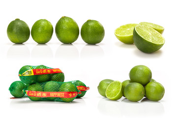 composite with Green lime isolated on white background
