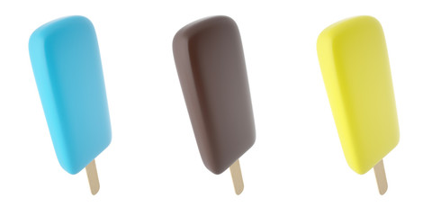 Set of colorful ice cream isolated on white background