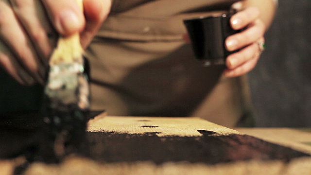 Hand Paint Wooden Block with Brush 1