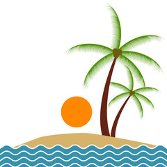 Summer beach and palm trees