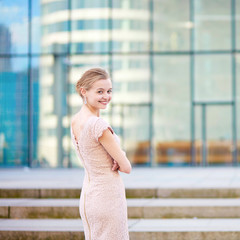 Beautiful business woman in office interior