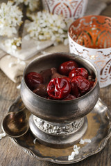 Chocolate dessert with cherries