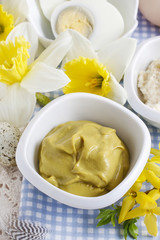 Bowl of mustard sauce