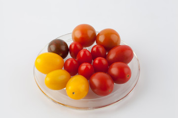 Group of colorful cherry tomatoes on a plate