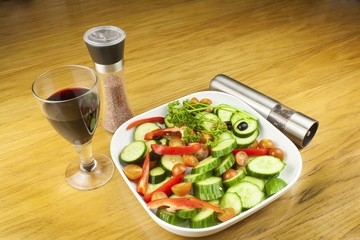 dinner plate with chopped vegetables, mix vegetables