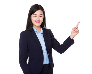 Asian businesswoman with finger point up