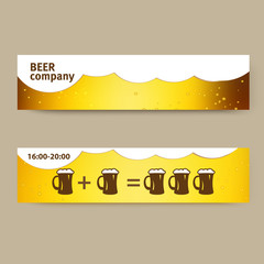 Naklejka premium summer banner with beer and cups