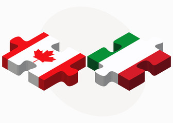 Canada and Italy Flags in puzzle