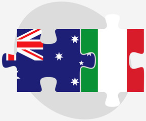Australia and Italy Flags in puzzle