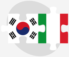 South Korea and Italy Flags in puzzle