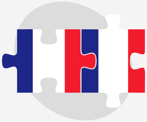 France and France Flags in puzzle