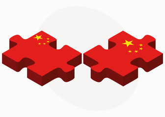 China and China Flags in puzzle