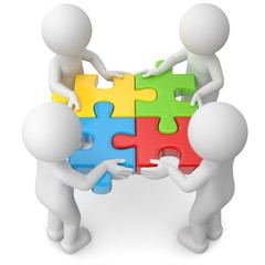 Teamwork vier bunte Puzzleteile