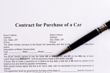 contract for purchase of a car
