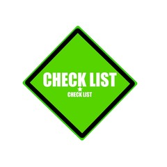 Check list white stamp text on green background