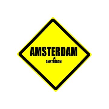 Amsterdam black stamp text on yellow background