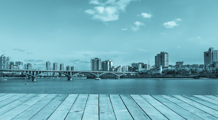 Naklejka premium modern city with river