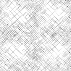Seamless pattern with connected lines and dots. Repeating modern