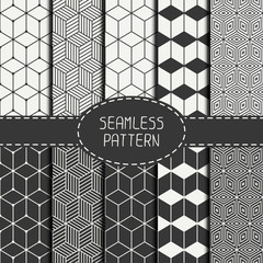 Set of geometric abstract seamless cube pattern with rhombuses