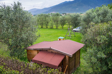 Paesaggio di campagna Toscana, fattoria, agricoltura