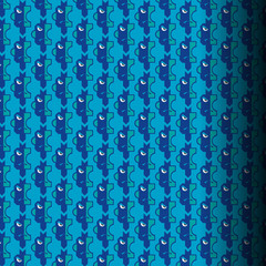 Blue, abstract geometric seamless pattern - Senior men half face
