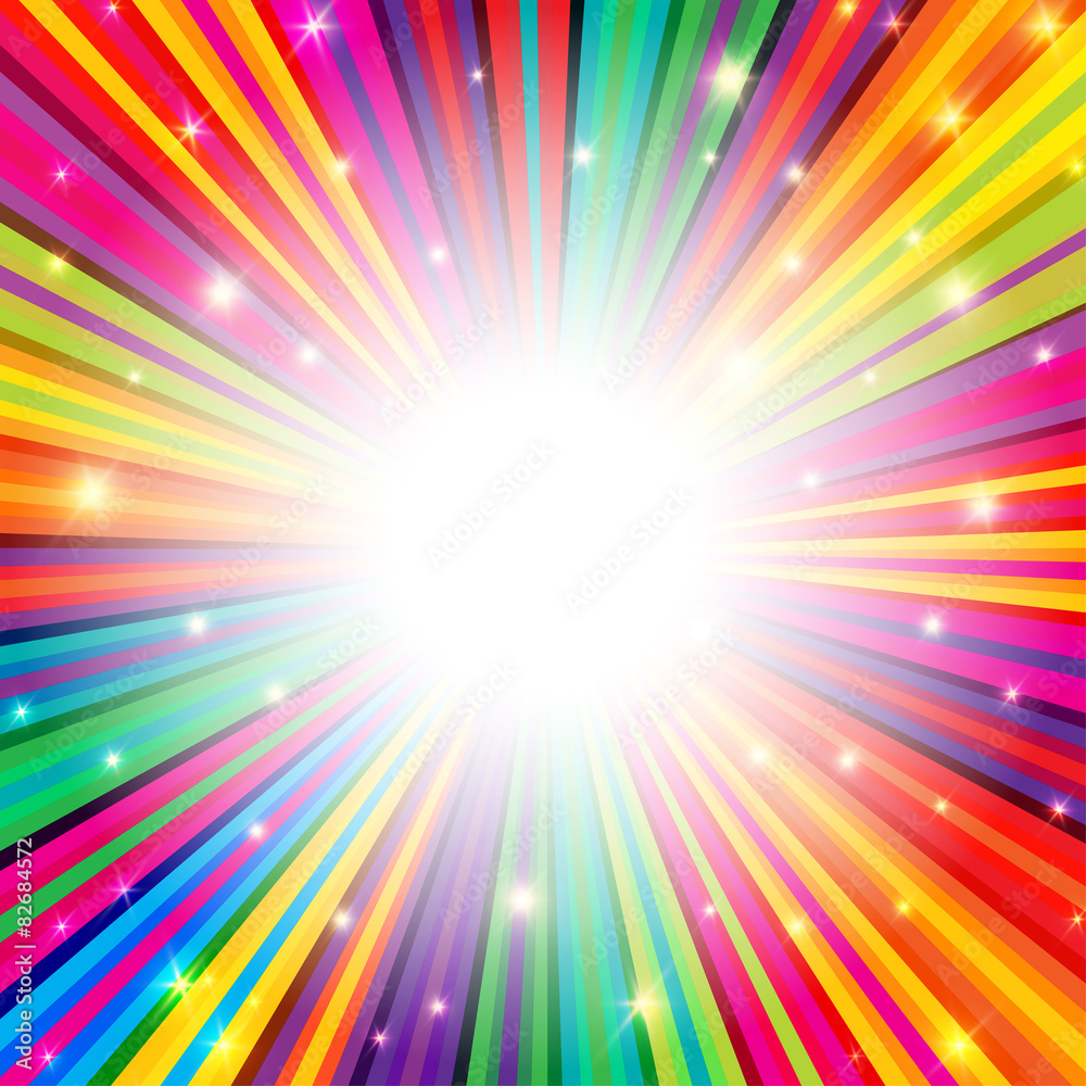 Poster Colorful Rays Psychedelic Background with Space for Your Text in