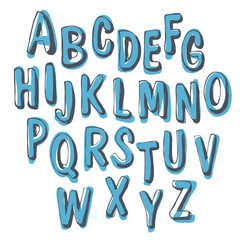 Blue Doodles Shadowed Alphabet