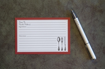 Blank Recipe Card and Pen