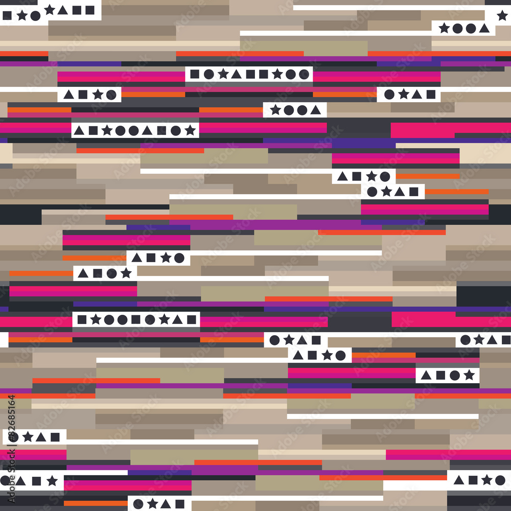 Aufkleber Seamless pattern with geometric shapes and color lines