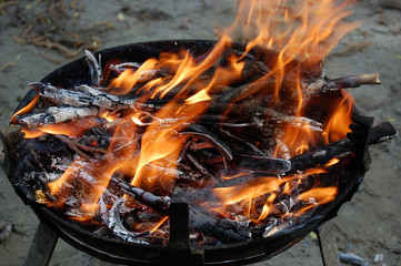 Fire for barbecue