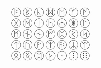 Altenglische Runen als Line Icon Set
