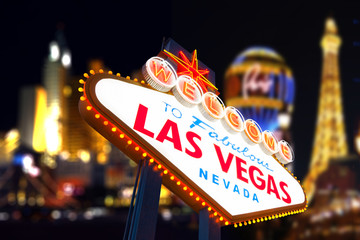 Welcome to Fabulous Las Vegas Neon Sign © somchaij