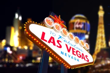 Wandcirkels plexiglas Welkom bij Fabulous Las Vegas Neon Sign © somchaij