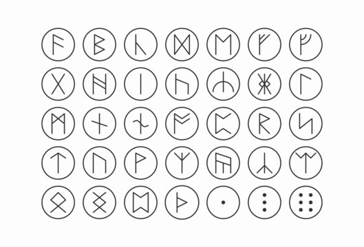 Altenglische Runen als Line Icon Set