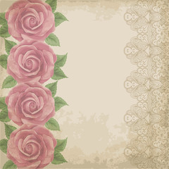 Vintage flower card with roses