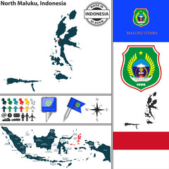 Obraz premium Map of North Maluku, Indonesia