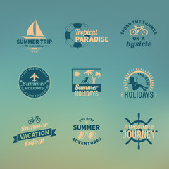 Set of summer retro design elements