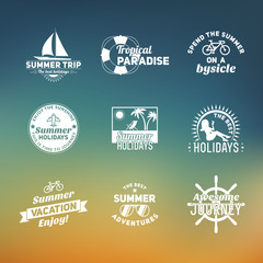 Set of summer retro design elements