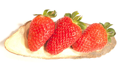 Strawberries on a white background