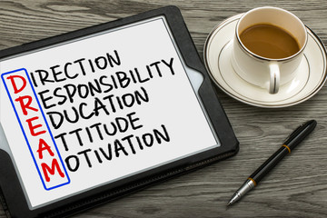 dream crossword handwritten on tablet pc