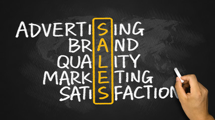 Fototapeta premium sales crossword handwritten on blackboard