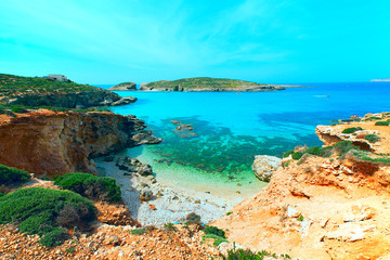 blue lagoon Comino island Malta Gozo - obrazy, fototapety, plakaty