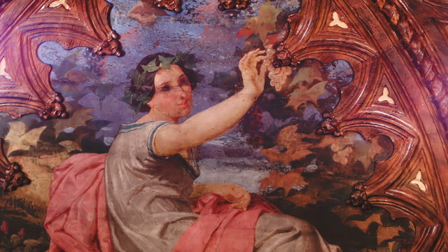 Fresco Paintings in ornate rooms of an Italian renaissance villa