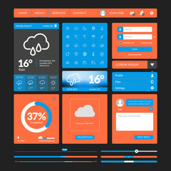 Set of flat design UI elements for mobile applications