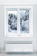 Fototapeta na wymiar Winter landscape seen through the window