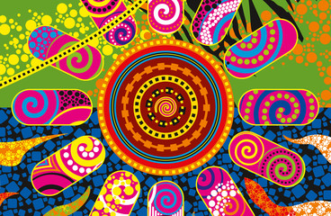 Abstract background. Geometric bright ornament