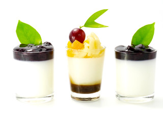 Agar dessert with Fruit salad and Blueberries