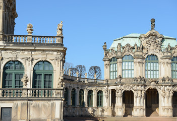 Nook near gallery toward Wall Pavilion of Zwinger, Dresden, Germ
