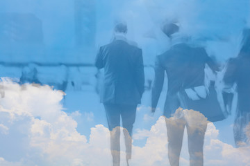 business man travel with cloud sky background